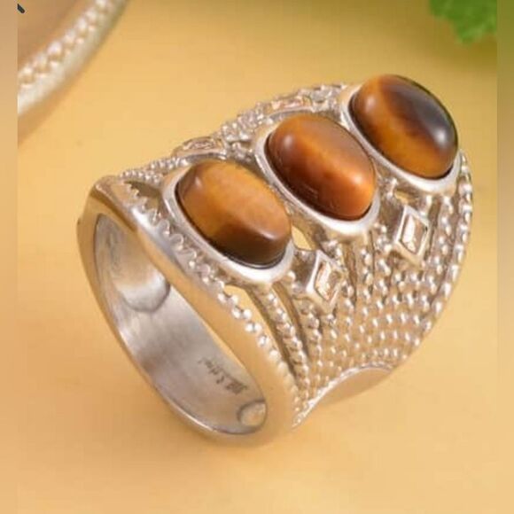 Yellow Tigers Eye Ring Size 7 - Picture 4 of 15